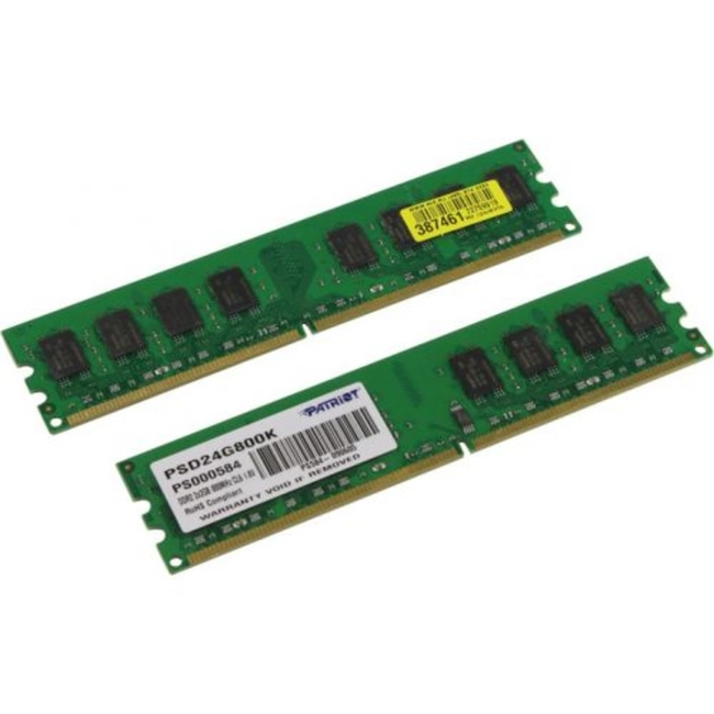 ОЗУ Patriot 4GB PC6400 DDR2 KIT2 PSD24G800K (DIMM, DDR2, 4 Гб (2 х 2 Гб), 800 МГц)