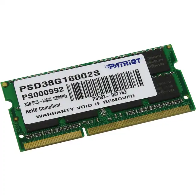 ОЗУ Patriot 8 Гб PSD38G16002S (SO-DIMM, DDR3, 8 Гб, 1600 МГц)