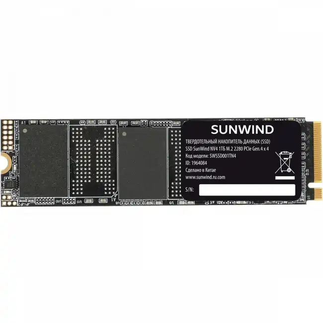 Внутренний жесткий диск SunWind SWSSD001TN4 (SSD (твердотельные), 1 ТБ, M.2, PCIe)