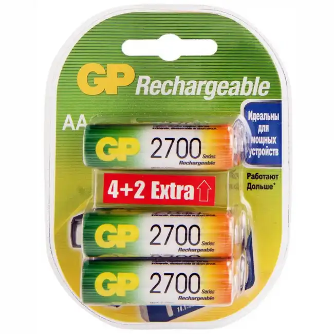 Батарейка GP Rechargeable 2700AAHC4/2 AA NiMH 2700mAh 2700AAHC4/2-2CR6 36/360
