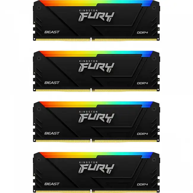 ОЗУ Kingston Fury Beast RGB KF432C16BB2AK4/32 (DIMM, DDR4, 32 Гб (4 х 8 Гб), 3200 МГц)