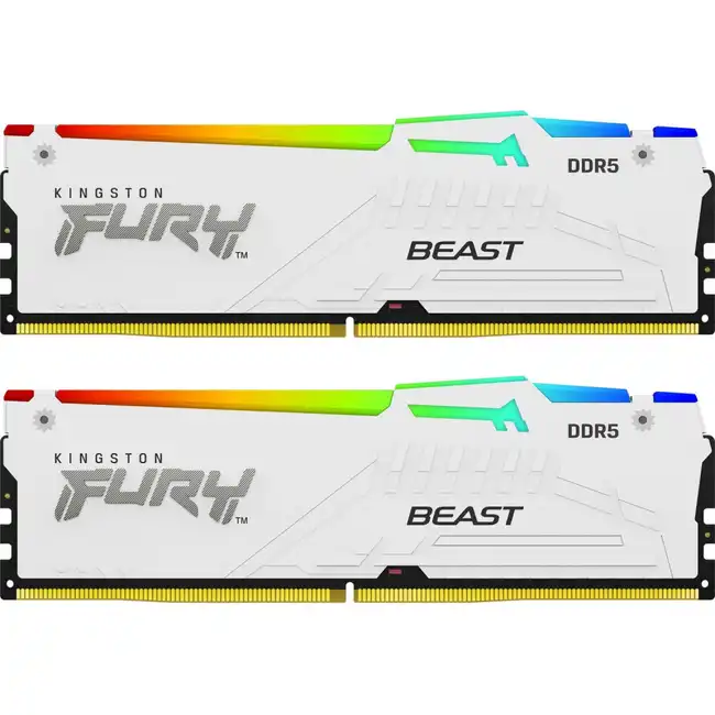 ОЗУ Kingston Fury Beast RGB White KF560C36BWEAK2-32 (DIMM, DDR5, 32 Гб (2 х 16 Гб), 6000 МГц)