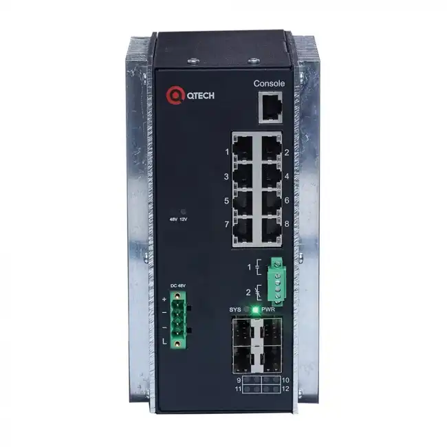 Коммутатор QTECH QSW-3310 QSW-3310-12T-I-POE-DC (1000 Base-T (1000 мбит/с), 4 SFP порта)