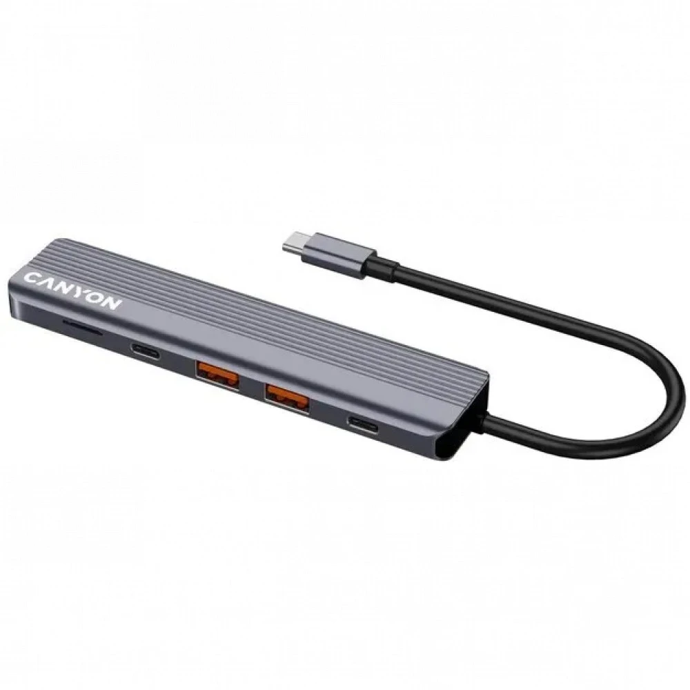 Аксессуар для ПК и Ноутбука Canyon USB-хаб DS-17 6in1 4k USB-C Grey CNS-TDS17 Адаптер