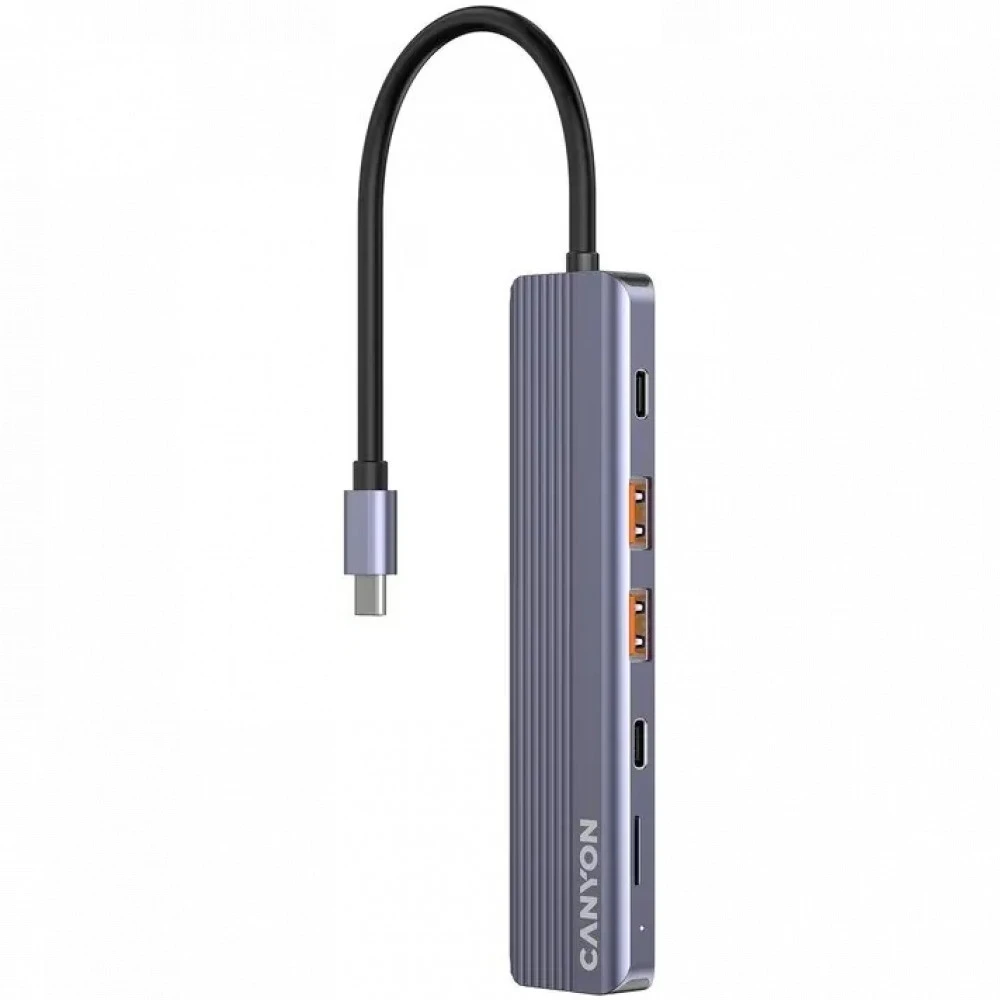 Аксессуар для ПК и Ноутбука Canyon USB-хаб DS-17 6in1 4k USB-C Grey CNS-TDS17 Адаптер