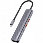 Аксессуар для ПК и Ноутбука Canyon USB-хаб DS-17 6in1 4k USB-C Grey CNS-TDS17 Адаптер