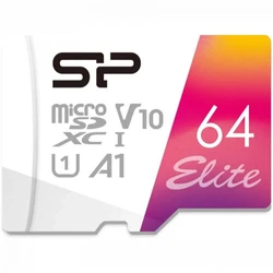 Флеш (Flash) карты Silicon Power Elite A1 microSDXC Class 10 UHS-I U1 + SD адаптер SP064GBSTXBV1V20SP 64 ГБ